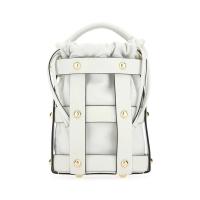 Salvatore Ferragamo女士真皮织物拼接连帽桶包大容量百搭休闲双肩包