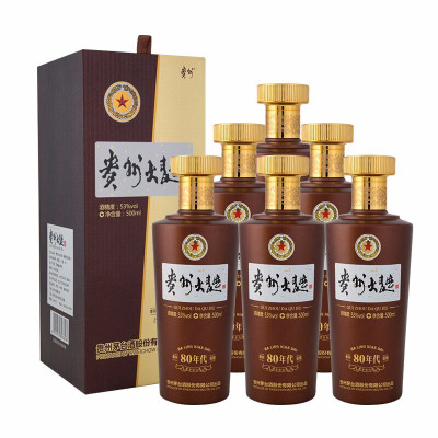 (2021年日期)茅台 贵州大曲酒(80年代)新版酱香型酒 53度500ml*6瓶整箱发货