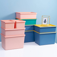 [多功能收纳箱]JIAMEN 宿舍储物盒玩具衣物塑料收纳盒带盖卧室桌面内衣收纳筐