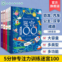 5分钟专注力训练迷宫100 5册神秘恐龙汽车勇敢公主汉字成语 3-6-9岁幼儿童迷宫益智游戏专注力开发培养智力观察力全景