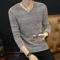 gurunvani 长袖T恤男V领秋衣秋装春装衣服潮流春季男装秋季卫衣镂空潮打底衫