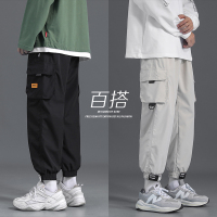 gurunvani 2022春夏季工装裤男士休闲裤潮牌运动新款九分男装束脚长裤子