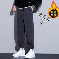 gurunvani 秋冬潮牌休闲裤男修身大码秋季春男裤运动束脚卫裤冬季加绒休闲长裤子