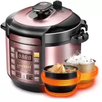 美的电压力锅家用6L双胆智能高压饭煲正品3-4-5-8人 〖尊享版〗香槟金6L
