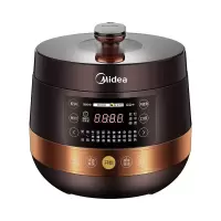 美的(Midea)电压力锅家用高压锅 智能电压锅双胆多功能预约大容量双内胆电饭煲可收汁开盖煮5/6L 约5升 -深棕郁金