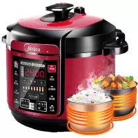美的电压力锅高压锅智能双胆家用全自动饭煲5L正品 〖红色〗5L