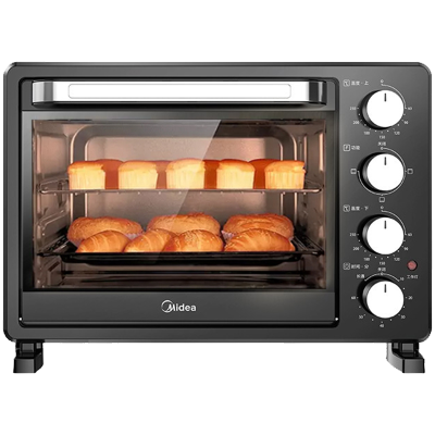 美的电烤箱家用烘焙小型烤箱多功能全自动蛋糕25升大容量正品 黑色25L