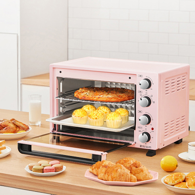 美的电烤箱家用烘焙小型多功能35升大容量烤箱 粉色35L