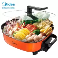 美的(Midea)电火锅电炒锅家用智能断电多功能电热煮锅不粘多用途锅大容量6L [6L品质推荐]双环大火力匀加热