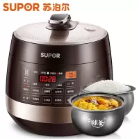 苏泊尔(SUPOR)电压力锅电高压锅 6升大容量 智能触控 球釜双胆 开盖收汁 一键排压 棕色 6L