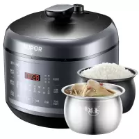 苏泊尔电压力锅5L升家用全自动智能高压锅饭煲精钢球釜双胆电压锅 黑色5L