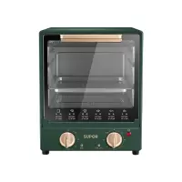 苏泊尔家用小型迷你电烤箱烘培多功能15L立式烤箱蛋糕新款全自动 墨绿色