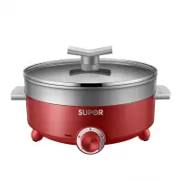 苏泊尔(SUPOR)电火锅锅具鸳鸯锅家用插电一体电锅多功能电煮锅电热锅4/4.5/5L 4.5L圆形鸳鸯[红色]