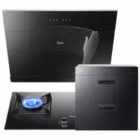 美的(Midea)油烟机 21立方大吸力 欧式抽油烟机 挥手WIFI智控 自动清洗家用 智能家电 [三件套]烟机+5.0