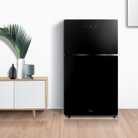 美的(Midea)消毒柜家用 立式 消毒碗柜 消毒柜碗筷 厨房餐具 消毒柜 小型 二星级 77L黑晶系列 二星消毒