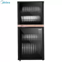 美的(Midea)消毒柜家用小型立式高温筷碗保洁柜 曜石黑钢化玻璃面板 二星级消毒