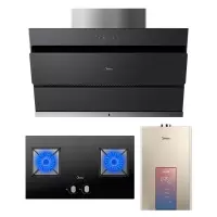 美的(Midea)抽油烟机 20立方大吸力侧吸式抽油烟机家用吸油烟机智能家电排烟机吸烟机 油烟机+5.0KW天燃气灶+1