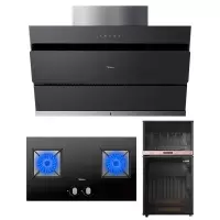 美的(Midea)抽油烟机 20立方大吸力侧吸式抽油烟机家用吸油烟机智能家电排烟机吸烟机 油烟机+5.0KW天燃气灶+7