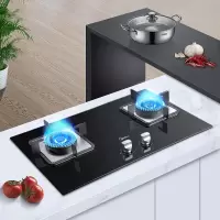 美的(Midea)燃气灶 4.5KW大火力 防爆黑晶面板 钢化玻璃 台嵌两用 双灶一级能效 4.5kW猛火劲灶-液化气