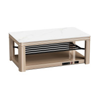 美的(Midea)电暖桌取暖桌长方形家用多功能烤火桌子 客厅电暖茶几升降节能省电烤火炉电炉子电暖炉 上下发热[岩板石]香