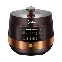 美的(Midea)电压力锅5/6L家用高压锅智能电压锅双胆多功能预约大容量双内胆电饭煲可开盖煮 约5升 深棕郁金色