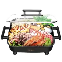 美的(Midea)多用途锅电火锅电炒锅家用6L大容量多功能电锅煎烤涮一体电热煮锅不粘烤鱼锅 轻油少烟 健康不粘