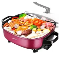 美的(Midea)多用途锅电火锅电炒锅家用6L大容量多功能电锅煎烤涮一体电热煮锅不粘烤鱼锅 轻油少烟 双重温控保护