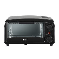 海尔(Haier)电烤箱家用迷你小型10L容量机械操控多功能双层烤架可视窗口烘赔蛋糕小烤箱 黑色K-1002B