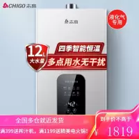志高 CHIGO燃气热水器 零冷水 16升 家用液化气 加热 恒温降噪 强排式多点供水 [12升]拉丝银+液化气+上