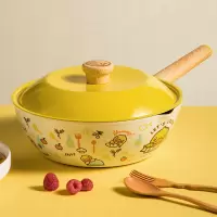 小黄鸭炒锅28cm 炊大皇162小黄鸭联名炒锅家用不粘少油烟炒菜锅燃气电磁炉通用