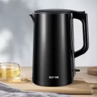 黑色 1.7L 苏泊尔(SUPOR)电水壶1.7L大容量304不锈钢双层防烫全钢无缝内胆热水壶暖水壶开水壶烧水壶