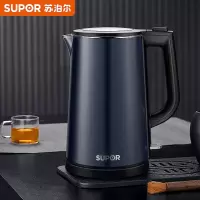 苏泊尔(SUPOR)电水壶 双层防烫烧水壶热水壶 全钢无缝内胆电热水壶 1.7L大容量 微光绿-彩钢外壳