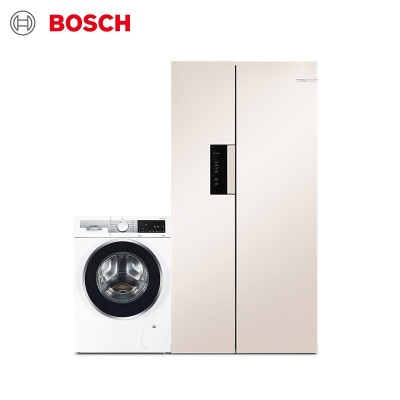 博世 BOSCH 530升超薄对开门+8公斤 超薄洗白色 变频冰洗套装(附件商品仅展示)