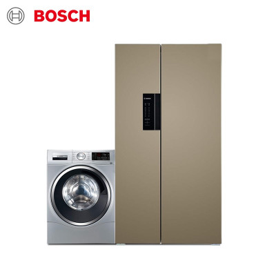 博世(BOSCH) 608升无霜对开门+10公斤洗银色大容量 变频冰洗套装(附件商品仅展示)