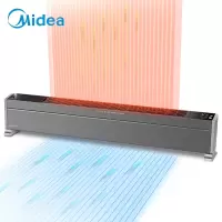 美的踢脚线取暖器 石墨烯油汀家用智能电暖器浴室暖气片暖风机烤火炉遥控移动地暖防水电热扇客厅 玄武灰[HDX22H]石墨烯