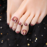 脚指甲贴片美甲成品显白夏天清新持久冰透紫假指甲穿戴脚趾甲甲片|S634[胶水款]短款脚甲