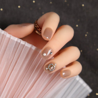 美甲贴片成品穿戴美甲高级日系半透裸色夏天款假指甲甲片|S652[胶水款]短款