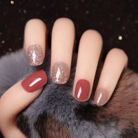 南柚色清透裸色非对称穿戴甲甲片光疗假指甲成品气质美甲贴片AB款|S772[胶水款]光疗短款