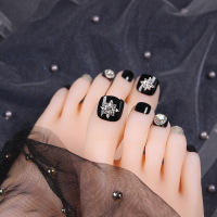 带钻假指甲脚趾甲贴片美甲成品夏天显白可穿戴甲片防水脚指甲贴片|S486[胶水款]短款脚甲