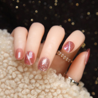 紫霞猫眼短款果冻粉美甲贴片穿戴甲片手工光疗假指甲成品|S746[胶水款]光疗短款