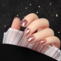 光疗假指甲贴片小红书穿戴美甲女同款日系裸猫眼极光甲片成品|S654[胶水款]猫眼光疗短款