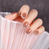 美甲贴片成品假指甲穿戴美甲半透果冻裸粉水钻款日系甲片|S650[胶水款]短款