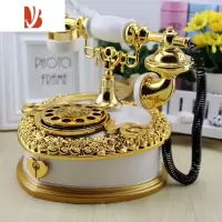 三维工匠复古老式拨盘心型电话机八音盒欧式电话收纳音乐盒酒吧咖啡厅摆件 电话音乐盒白金色