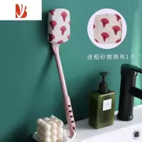 三维工匠搓背神器不求人长柄后背强力搓泥去磨砂懒人家用擦澡巾搓背刷子 银杏叶粉色粗砂(送替换布)