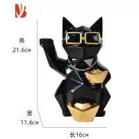 三维工匠招财猫小摆件收银台二维码发财开张送礼创意新店开业礼品实用大气 黑