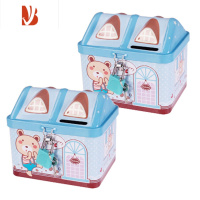 三维工匠密码锁儿童存钱罐防摔卡通抖音创意储蓄罐生日储钱罐男孩女孩网红 S23小房子[蓝色+蓝色]一对