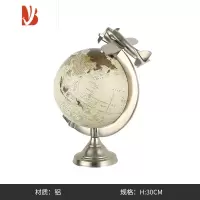 三维工匠美式复古创意飞机英文地球仪家居装饰摆件书房办公室桌面软装饰品