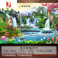 三维工匠背景墙山水画贴纸墙贴自粘客厅装饰流水生财壁纸墙纸贴画风景壁画 QZ-1-流水生财A 特大