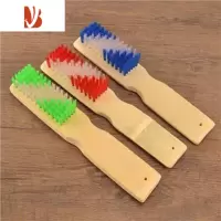 三维工匠家用加厚长柄木质竹质洗鞋刷鞋刷硬毛洗衣刷地板刷清洁不伤鞋刷子