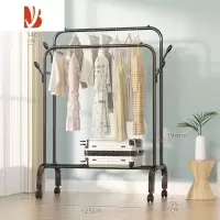 三维工匠加粗晾衣架落地折叠家用卧室晒衣服架子简易凉衣杆阳台挂衣置物架